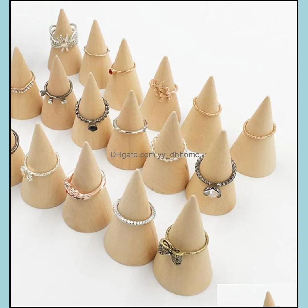 DIY Wood Cone Unpainted Wooden Cone Shape Ornamnet Craft Accessories Jewlery display stand organizer holder rack showcase