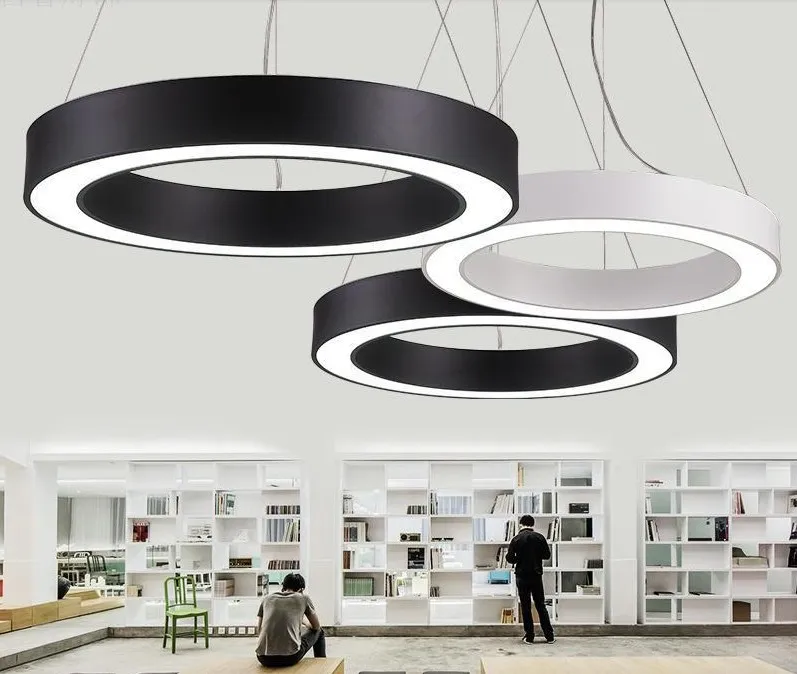 Office Lights Simple Lamp Circular Led Pendant Simplify Hollow Round Suspension Lighting Diameter 40cm/ 60cm/ 80cm