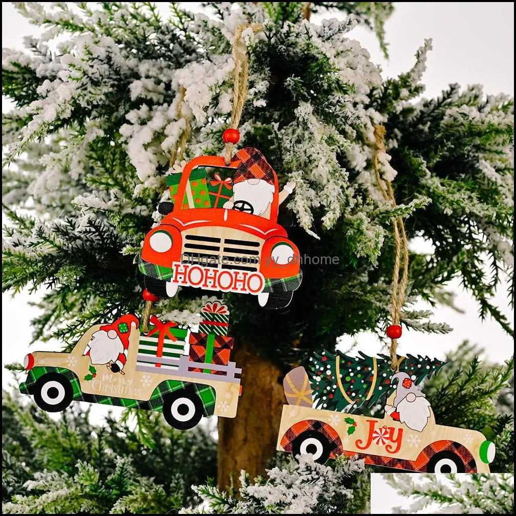 Christmas Decorations Festive & Party Supplies Home Garden Tree Hanging Ornaments Wooden Car Pendant Year Gifts Xmas Aessories Kdjk2109 Drop