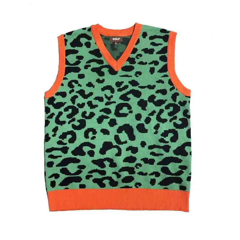 leopard men Luxury golf Camouflage Le Fleur Tyler The Creator Knit Casual Sweaters Vest sleeveless Asian Size Drake #M14 210820