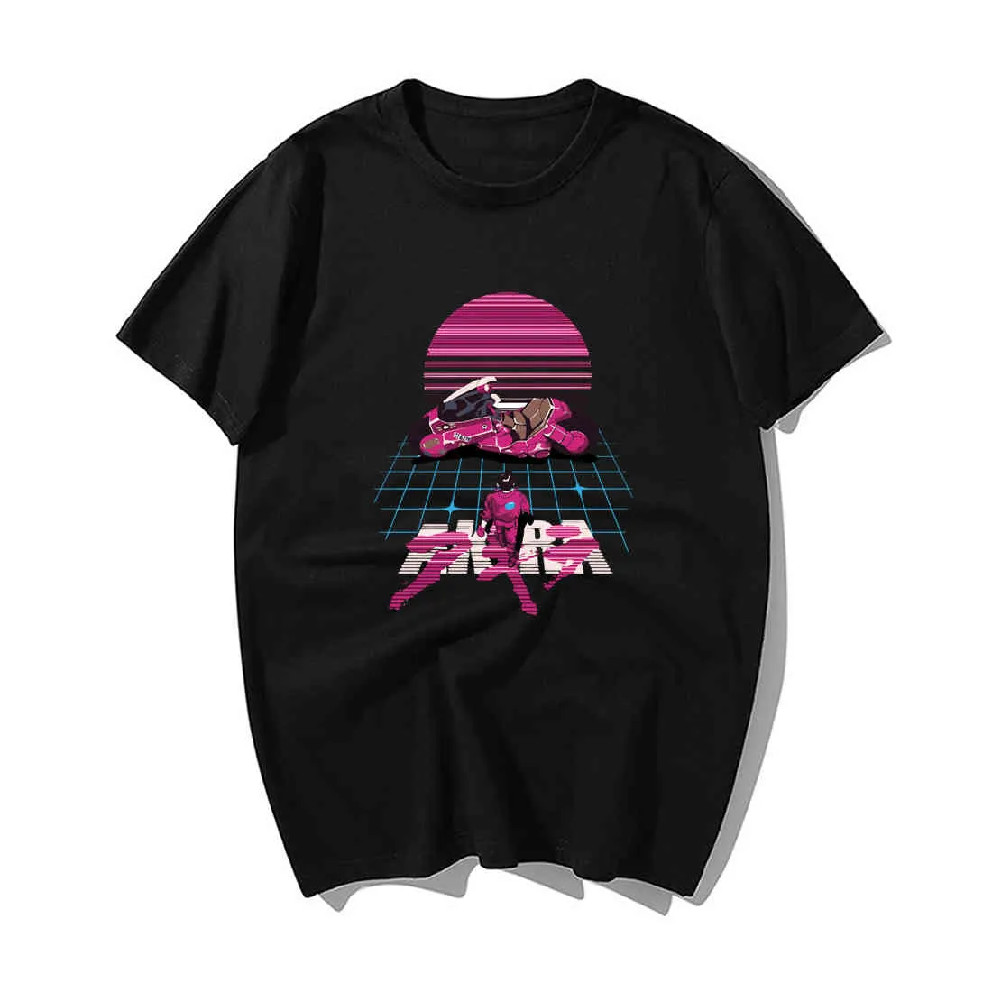 Fashoin Akira Synthwave T Shirt Men Japanese Anime T-Shirt Summer Casual Cotton Short Sleeve Tshirt Hip Hop Harajuku Streetwear