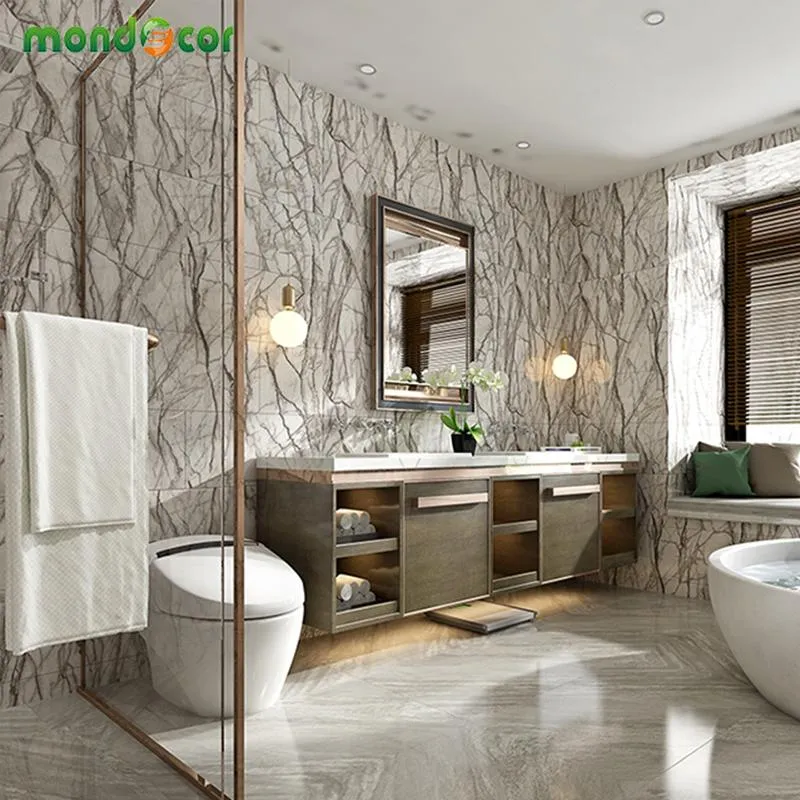Wallpapers retro auto adesivo PVC pvc papel de parede moda padrão de mármore adesivos de banheiro diy quarto chão mural sala de decoração de quarto