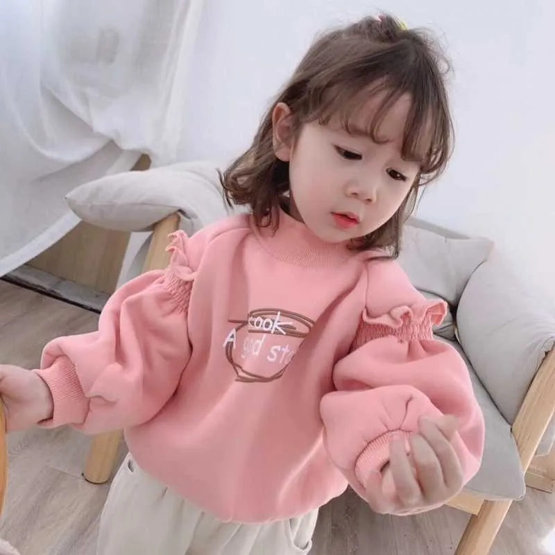 New Pink Green Winter Warm Clothes Girls Sweater Kids Plus Velvet Toddler Teens Tops Thicken Children Cute Good Quality Christma Y1024