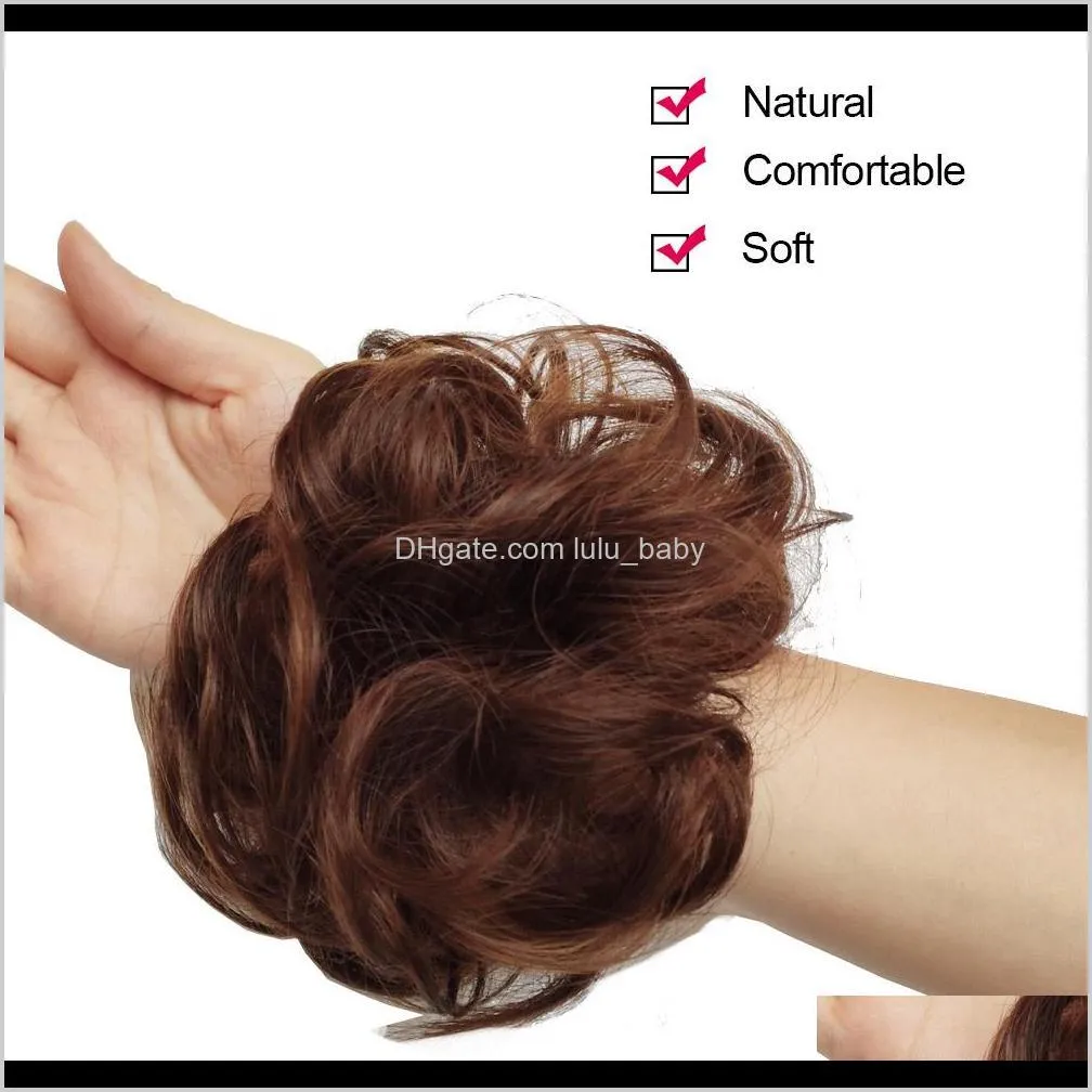 elastic chignon hairpiece curly messy bun mix gray natural chignon synthetic hair extension chic and trendy