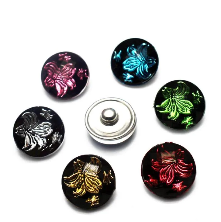 10pcs/lot Snap Jewelry Buttons Mixed Style Shimmer Resin Snap Fit 18mm Snap Buttons