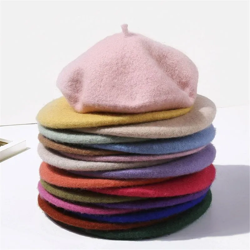 Berretti francese beanie inverno caldo caldo feltro berretto piatto cappello autunno berret lana