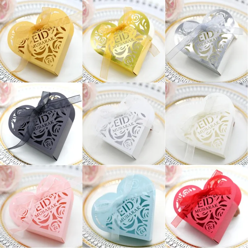 Eid Al-Fitr Party Candy Box Muslim Islamic Bröllop godis Favoriter Väska Ramadan Paper Sugar Chocolate Presentväska