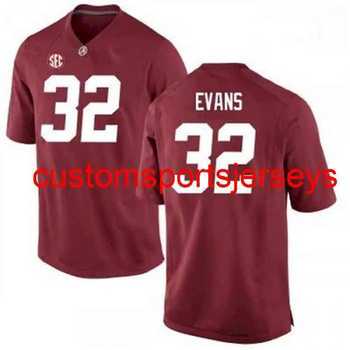 Maglia da calcio NCAA NUOVA da uomo cucita NUOVA # 32 Rashaan Evans Alabama Red 2019 Personalizza qualsiasi numero di nome XS-5XL 6XL