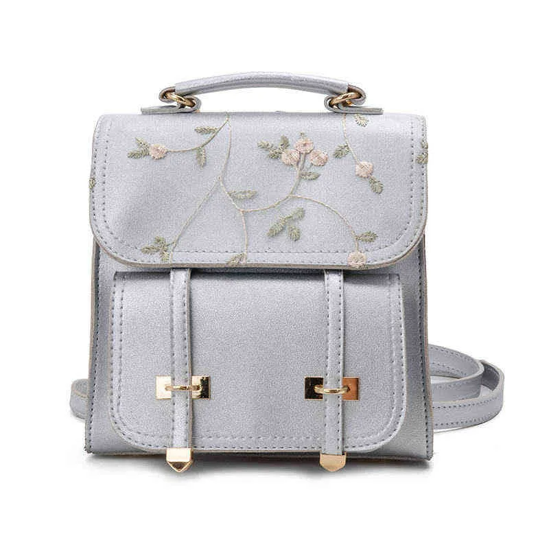 High Quality Floral Embroidered Leather Backpack For Women Perfect