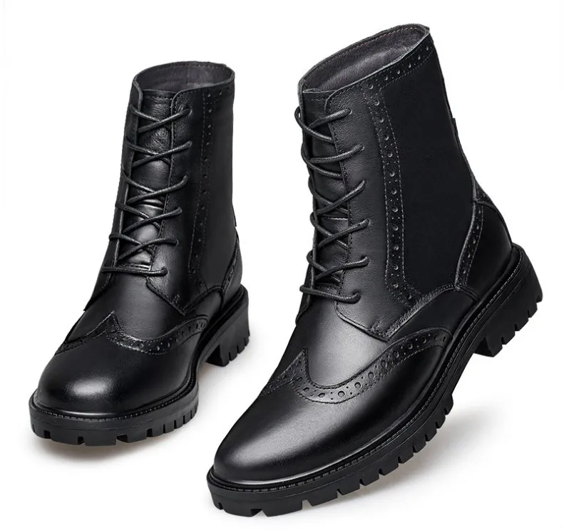 Erkekler Sonbahar Kış Lüks Çizmeler Retro Tarzı Ayak Bileği Dantel Up Casual Boot Yüksek Üst Ayakkabı Erkek Tasarımcı Için Aşınmaya Dayanıklı Zapatos