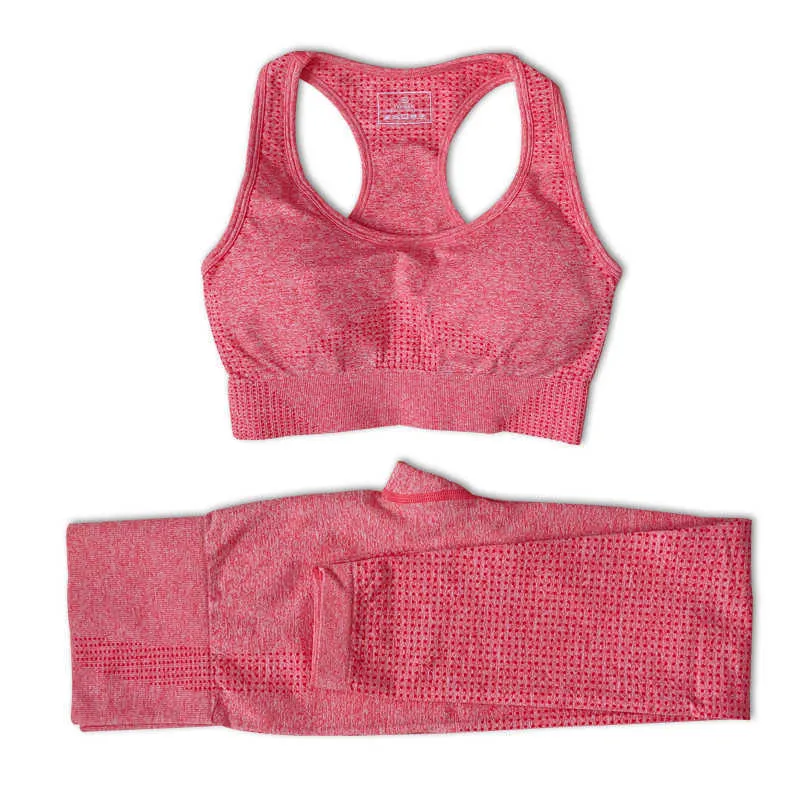 2pcs yoga set for women tracksuit workout gym suit fitnyoga clothing Push-up Sports Bra + seamlleggings sets X0629