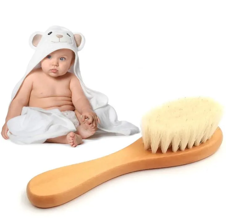  Nuevo cuidado del bebé puro lana natural bebé cepillo peine cepillo  bebé cepillo cepillo bebé recién nacido cepillo de pelo cepillo bebé peine  cabeza masajeador : Bebés