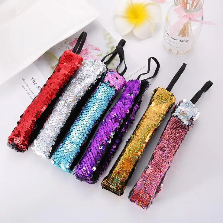 Designer huvudband Reversible Sequins Head Band Mermaid Head Strap Girls Fashion Hairpins Glitter Hair Tillbehör 10 stilar Valfri BT3947