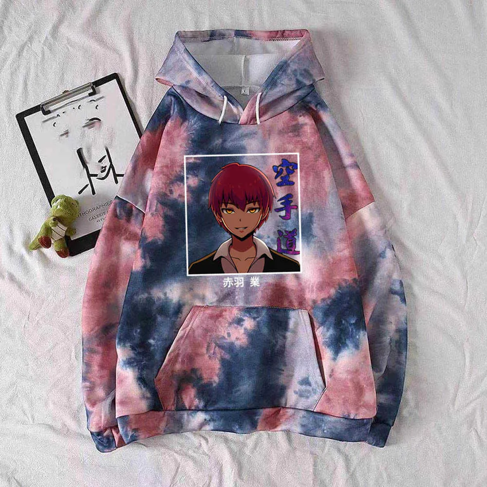 Suéter dos homens Anime Assassination Classroom Karma Akabane Hoodies Loose Hip Hop Streetwear Roupas Y0803