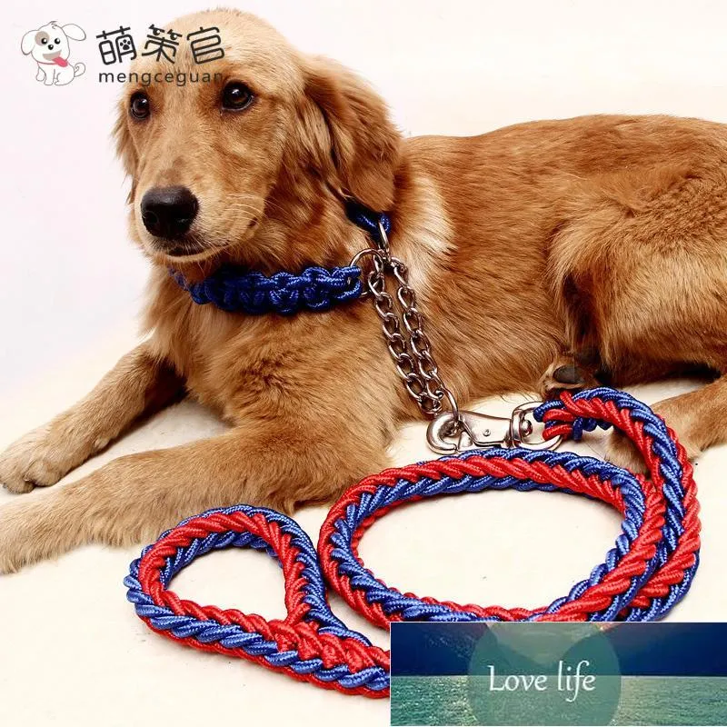 Pet Double Strand веревка крупные собаки поводки металлические P пряжка цепи 12 цветных животных тяговая веревка воротник набор для больших собак 1,3 м Длина заводской цен на фабрику