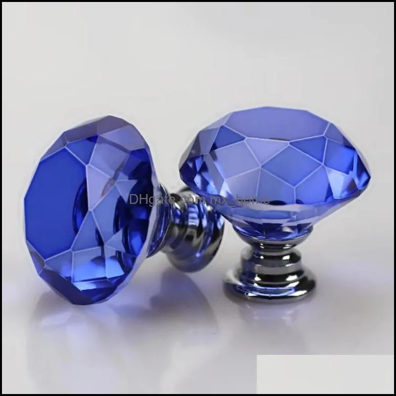 30mm Diamond Crystal Glass Door Knob Wardrobe Drawer Cabinet Furniture Pull Door Handle Knobs With Screw Furniture Accessories DBC