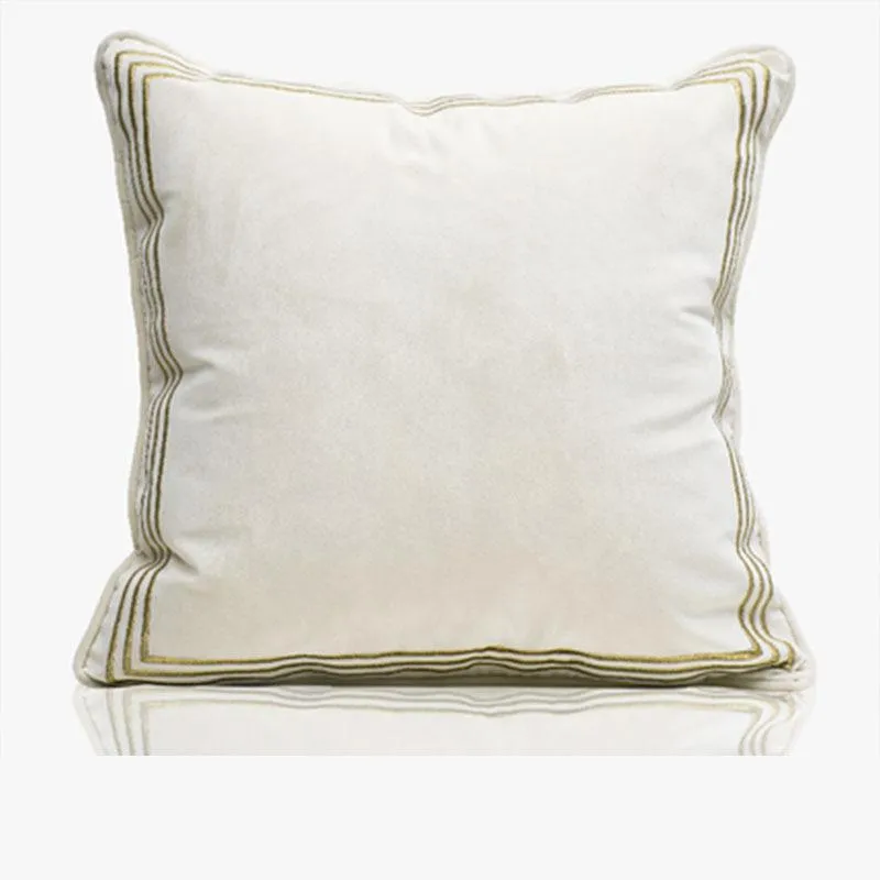 クッション/装飾枕Dunxdec​​o Ivory Velvet Cushion Cover Couch Case Modern Luxury Simple Gold Frame Embroidered Sofa Chair Bed C