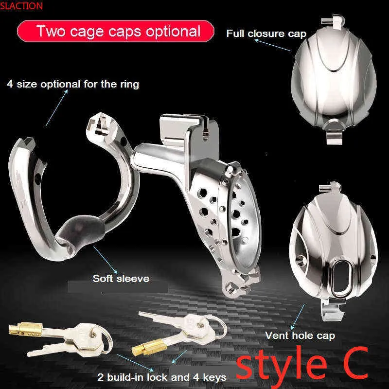 NXY Chastity Device Ankomst Metallöppningsbar Ring Snabb Demontera Cap Flip Design Man Kasthet Enhet Ventil Hole Bur Vuxen Toy 1126