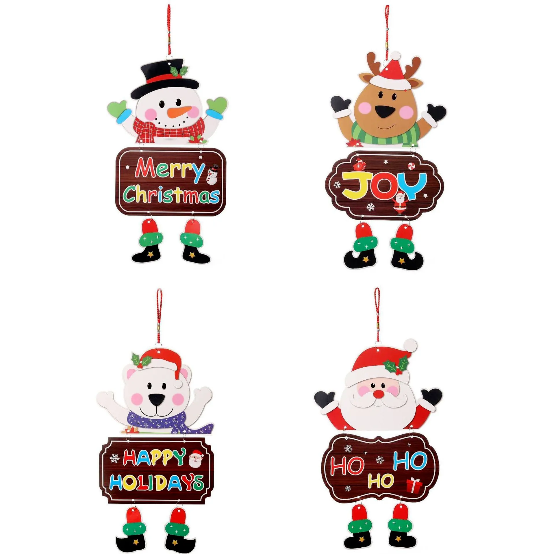 DHL Christmas Ornaments Paper Board Door Window Hanging Pendant Welcome Merry Christmas Boards Xmas Decortaions Santa Claus Snowman h496