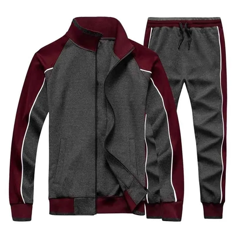 Men's Sportswear Casual Spring Tracksuit Men Two Pieces Sets Stand Collar Jackets Sweatshirt Pants Joggers Track Suit Running 210806
