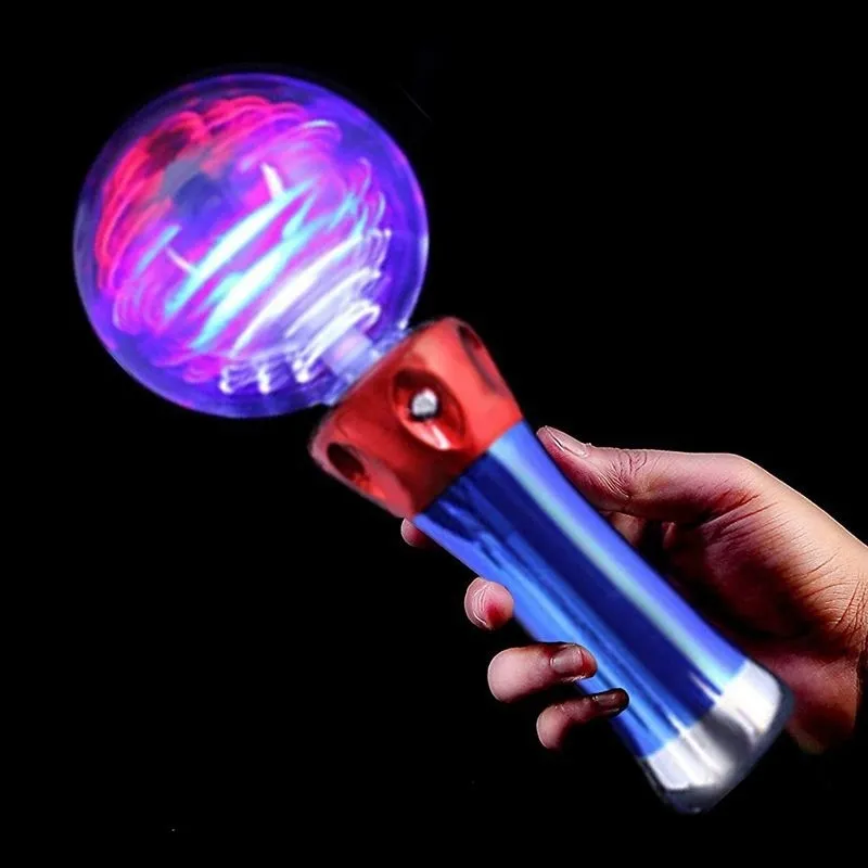 Children's electronic toy with rotating luminous rod