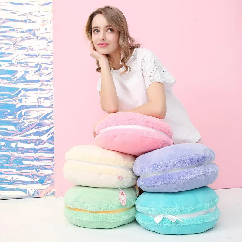 Pillow Pure Color French Macaron Round Cake Creative Plush Doll Cushion Gift With Core Home Decoration