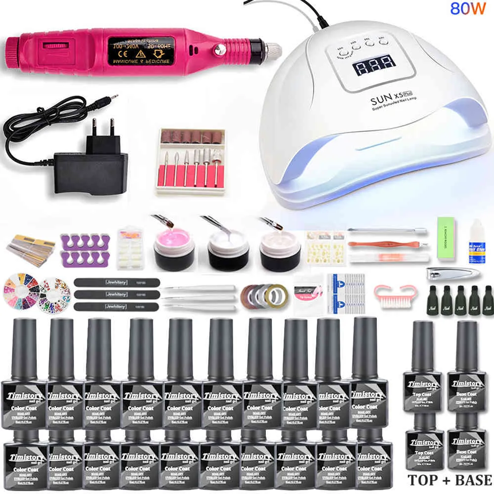 Avec 80W/54W UV lampe à LED séchoir manucure outils et perceuse électrique pour ensemble de Kit d'art d'ongle