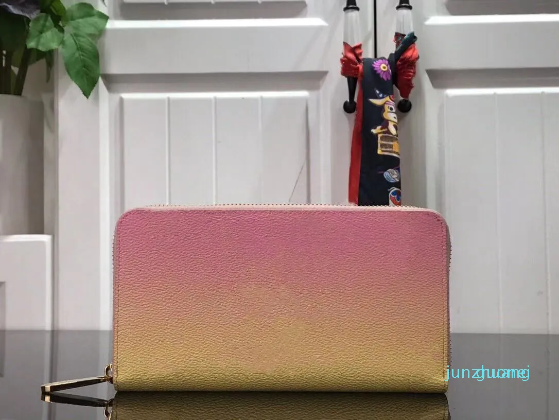 Diseñador- Bolsos de mujer Carteras largas con cremallera estándar impresas Disponible en 2 colores Rosa azul 2021