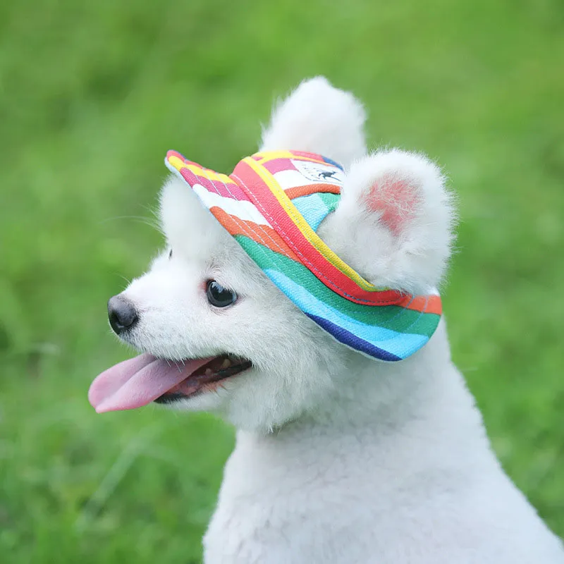 Mesh andningsbara husdjur hattar cap bow design husdjur topp hatt hund kläder sommar resa solhat hundar levererar