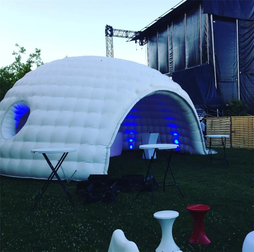 Dostosowany biały Oxford Inflatible Dome Namiot Wedding Disco Lawn Marquee Air Iigloo Bar Luna Building Party Rental z dmuchawą na statek