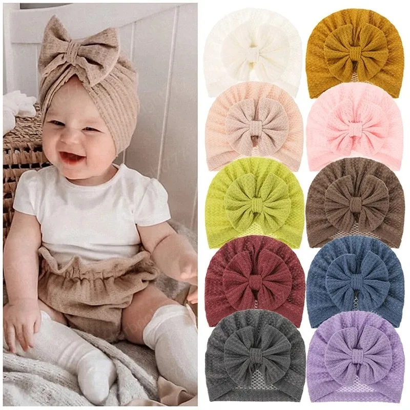 Cappelli per bambina in cotone Walf Checks Cofano per neonato Cappello turbante per neonato per ragazze Beanie Copricapo per bambini Berretto avvolgente per la testa del bambino