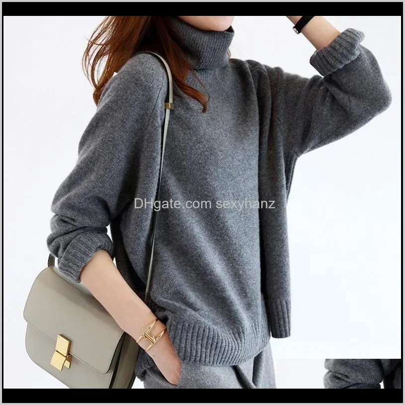 turtleneck sweater women 2021 winter new wool knit pullover casual solid color oversized black sweater hot sale1