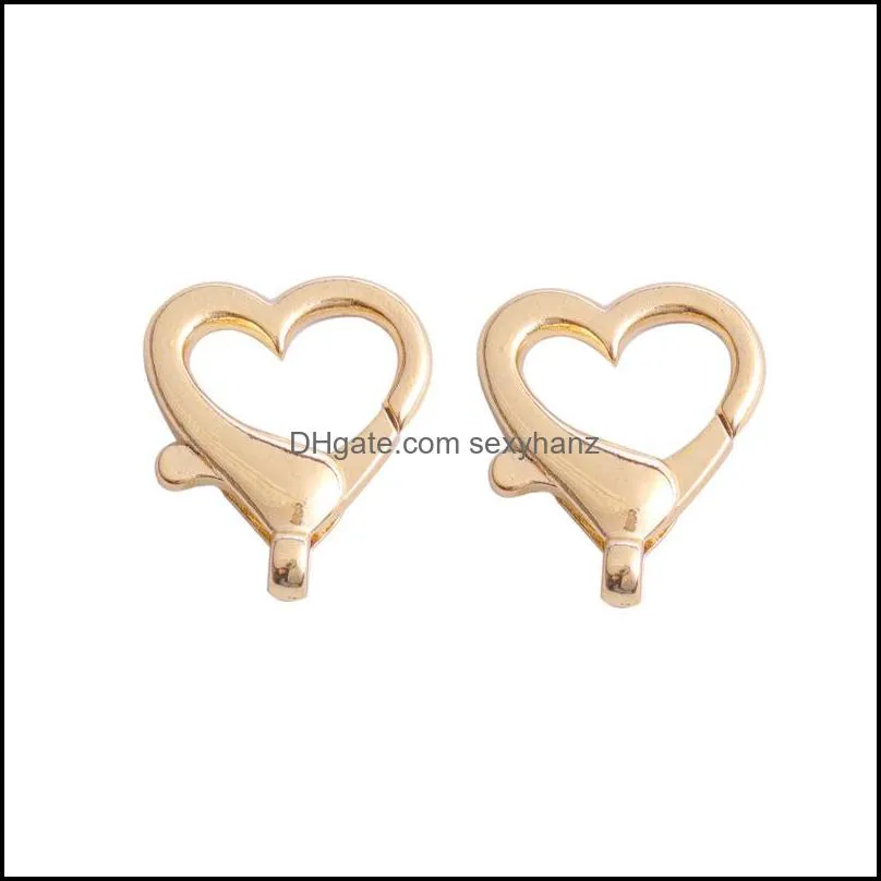 10pcs/lot Alloy Heart Shape Lobster Clasp Key Chain Split Hooks For DIY Jewelry Making Necklace Bracelet Connector Accessory 1182 Q2