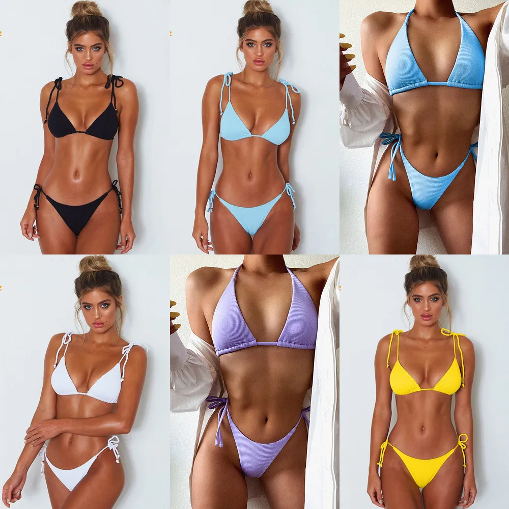 2020 Sexy Bikinis Женщины Бикини набор Push Up Купальник Струнные Купальники Бразильские Бикини Стринги Купальный костюм Купальный костюм для женщинX0523