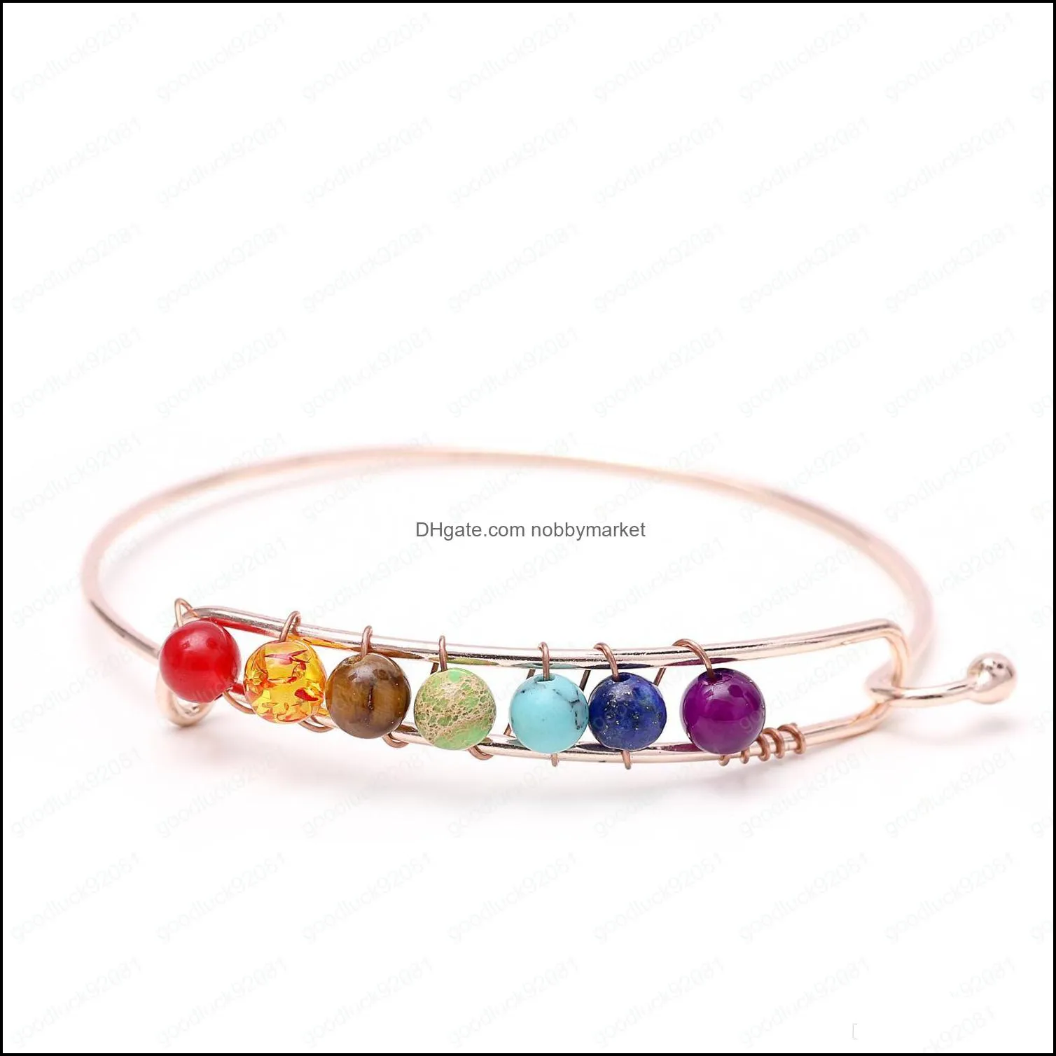 Yoga 7 Chakra wire Bracelet for Women Healing crystal Tiger eye Natural Stone Bangle Beads Reiki Spiritual Buddha Mens Fashion Jewelry