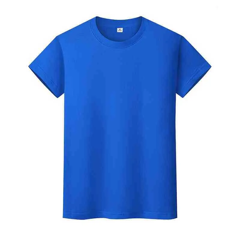 Män och kvinnor rund nacke solid färgT-tröja sommar bomull botten kortärmad halvärmad bnz3i