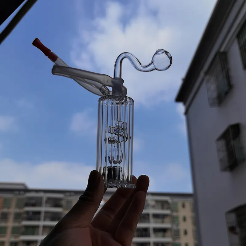 LED-Lichtglühen-DAB-Rig-Glas-Bong-Wasserleitung mit stero Matrix Perc-Bubbler-Verbesserung mit Glasölbrenner-Rohrleitungen Schlauch Reichwehrfänger