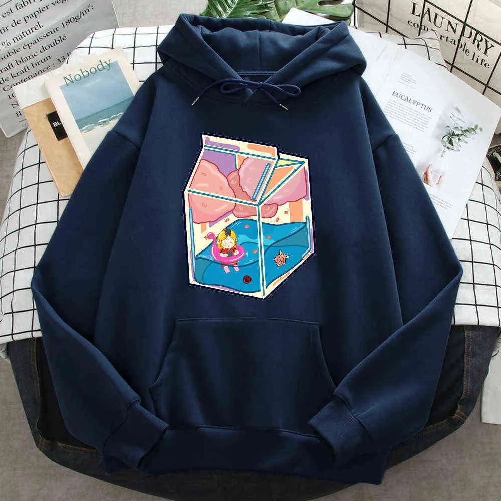 Boîte à lait Kenma Kozume Stickerprinted Hoodie Men'S Fleece Pockets Vintage Hoodies O Neck Anime Hooded Graphic Funny Man Hooded H0909