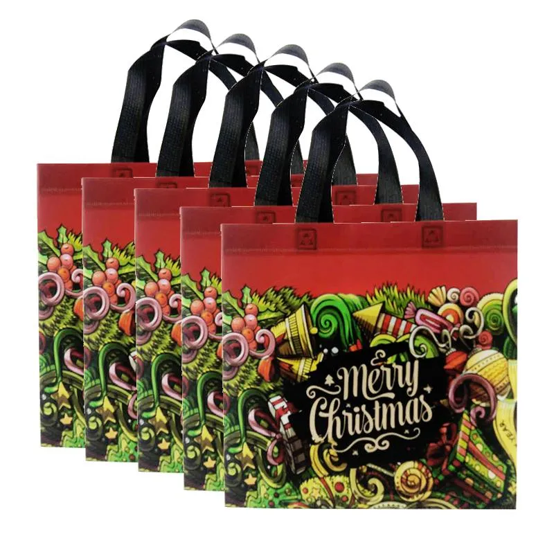 Christmas Decorations 10pcs Large Tote Bags With Handles Reusable Gift Bag Grocery Shopping Totes For Holiday Xmas