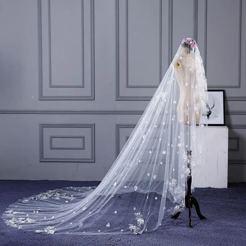 Voiles de mariée Voile de mariage accessoires de cathédrale blanc ivoire 4M Long Voile mariage