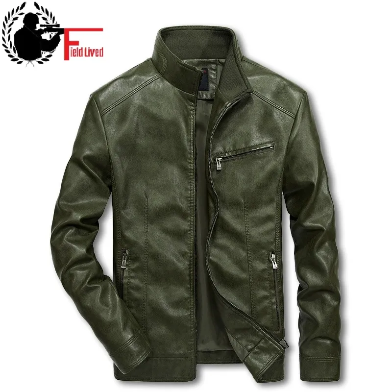 Männer Motorrad Kunstleder Jacken Biker Mäntel Herren Motobiker Zip Cool Male Mantel Streetwear Bomber Windjacke Blau 210518