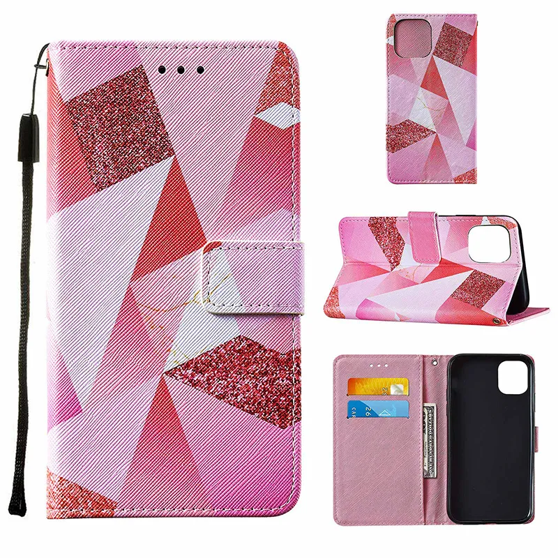 Flip Wallet Leather Cases for iphone 13 pro max mini Samsung A03S Moto G Stylus 2021 5G Butterfly Cat Flower marble Card slot case cover