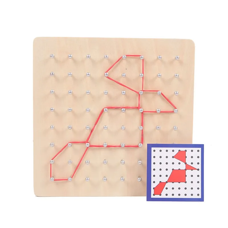 Coogam Wooden Geoboard Educational Toys with Activity Pattern Cards and  Rubber Bands STEM Puzzle for 1 2 3 Years Old Kids