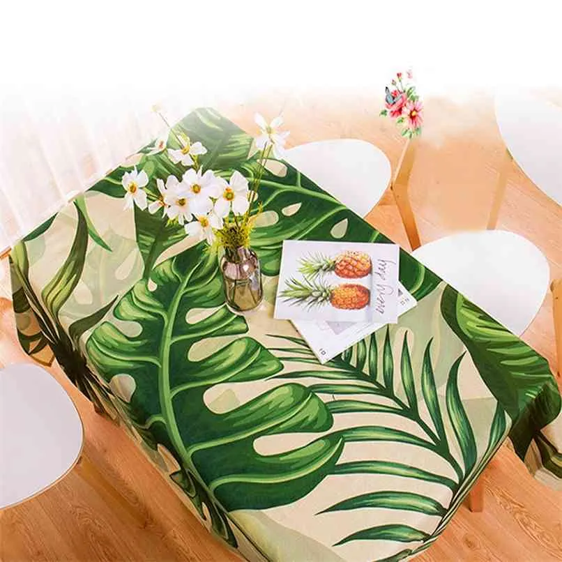 waterproof Table cloth Rectangular Pastoral style Tropical Plants Printed cloth Home Decor Elegant Cover 210626