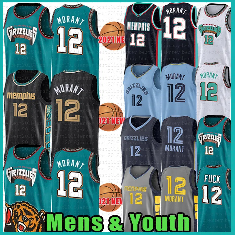 Ja Morant 12 Basketbal Jersey Heren Shirts Jeugd Kids Jerseys gestikt en geborduurd