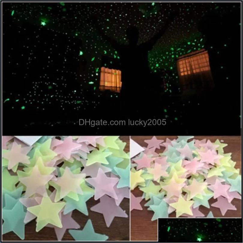 High quality 300 3D stars glow in the dark wall stickers children`s fluorescent baby room bedroom ceiling home decoration Christmas