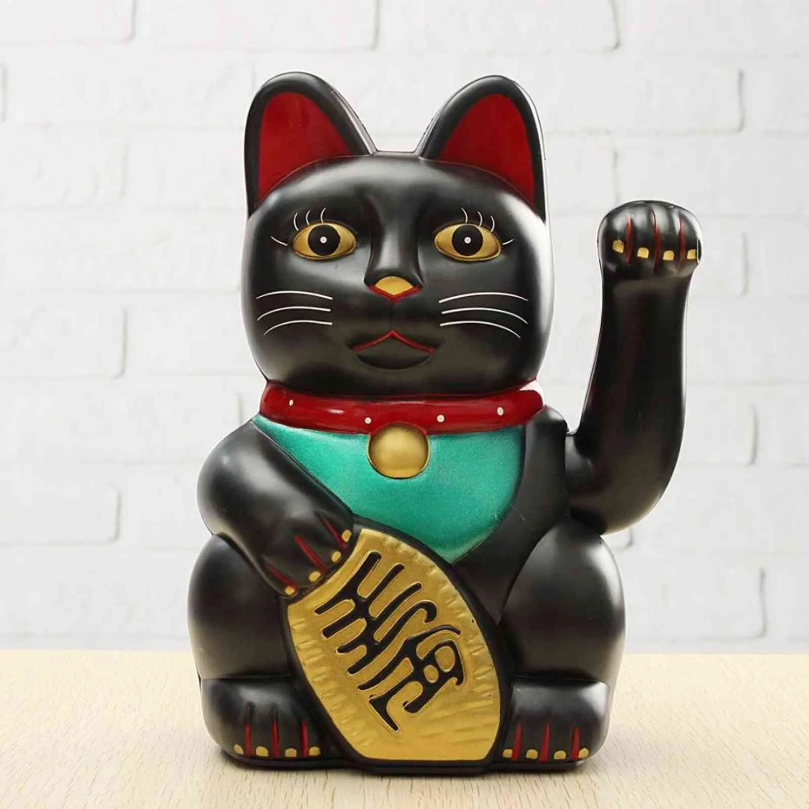 Black 12.5cm Feng Shui Beckoning Cat Wealth Fortune Lucky Waving Kitty Decor