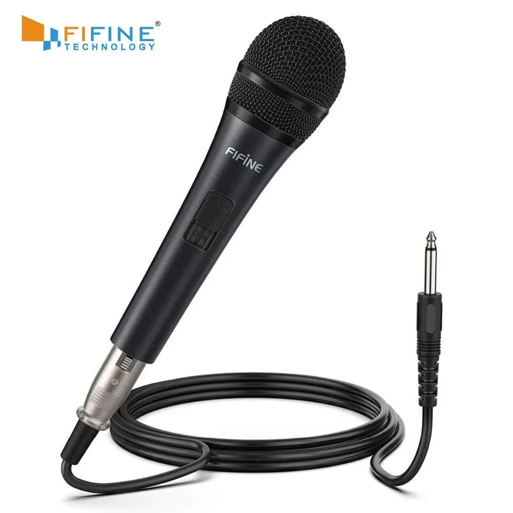 Fifine Dynamic Speaker Microphone Vocal Karaoké avec interrupteur marche/arrêt comprend une connexion XLR de 14,8 pieds à 1/4''