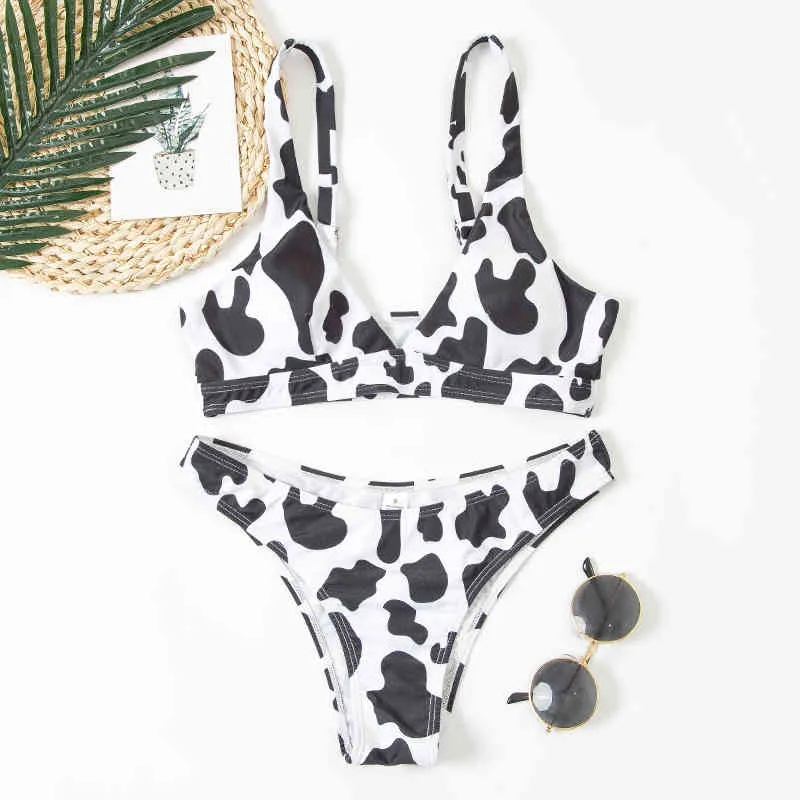 Sexy Micro Leopard Bikini Swimwear Women Push Up Swimsuit Two Piece Bathing Suit Brazilian Cow Print Swimming Female 210520