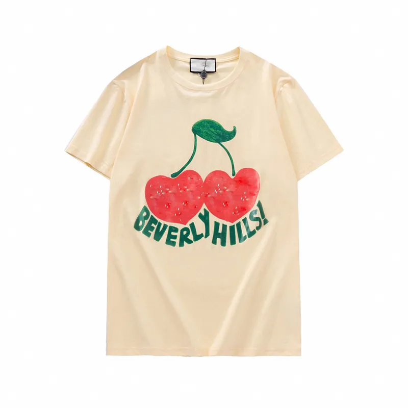 2021s beverly hills Cherry designer t-shirt mens fashion clothing short sleeve women Punk print letter embroidery Cat Summer Skateboard tops pineapple Casual Tees